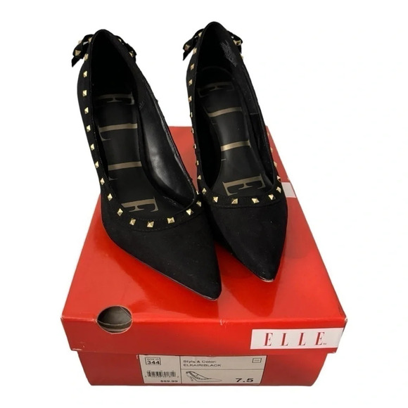 Elle Shoes - Elle Black Faux Suede Pumps
